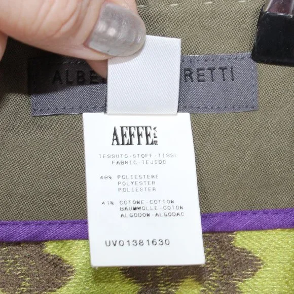 Alberta Ferretti Green Cotton Blend Lotus Flowers Tapestry Pencil Skirt Size 8 - Picture 8 of 10